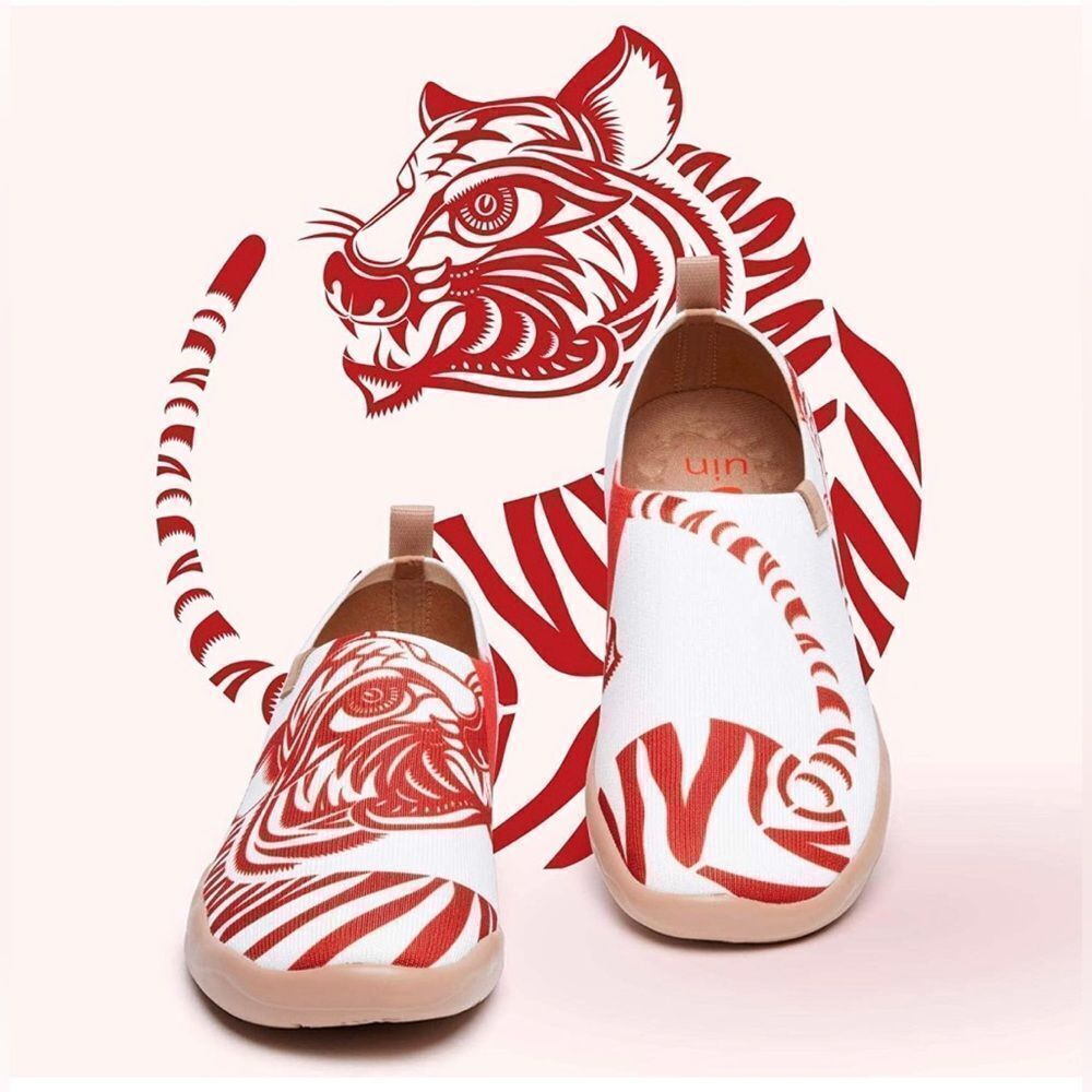 UIN Women's Walking Shoes Canvas Casual Lightweight Comfort Sneaker (Tiger Roar)